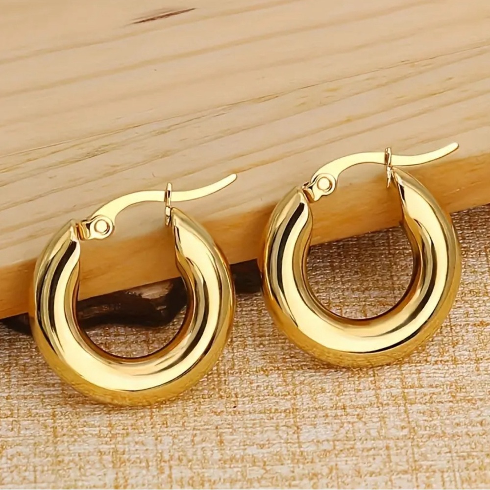 Mia 18k Gold Plated Stainless Steel Thick Hoop Earrings
